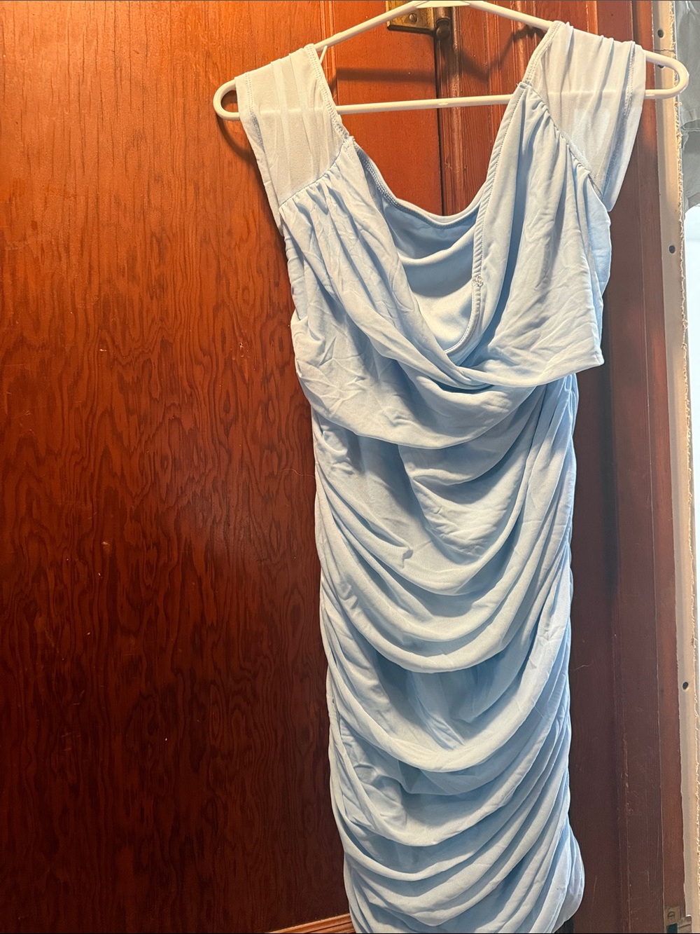 SHEIN Light Blue Draped Midi Dress